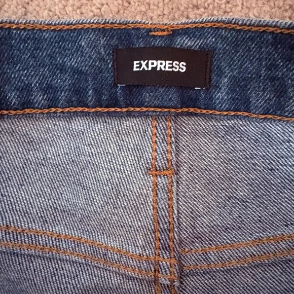 Express Modern Straight High Rise Blue Jeans - Picture 4 of 8